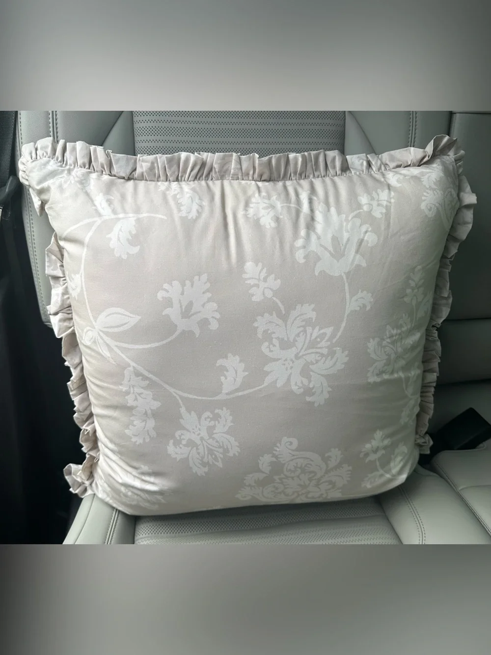 Rachel Ashwell Simply Shabby Chic Pillow 18” Gray Garden Blue Roses Ruffle EUC!
